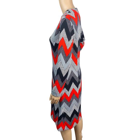 Vtg 60s Lady Carol Black Red Zig Zag A-line Mod Shift Dress SZ 12 - Picture 6 of 9